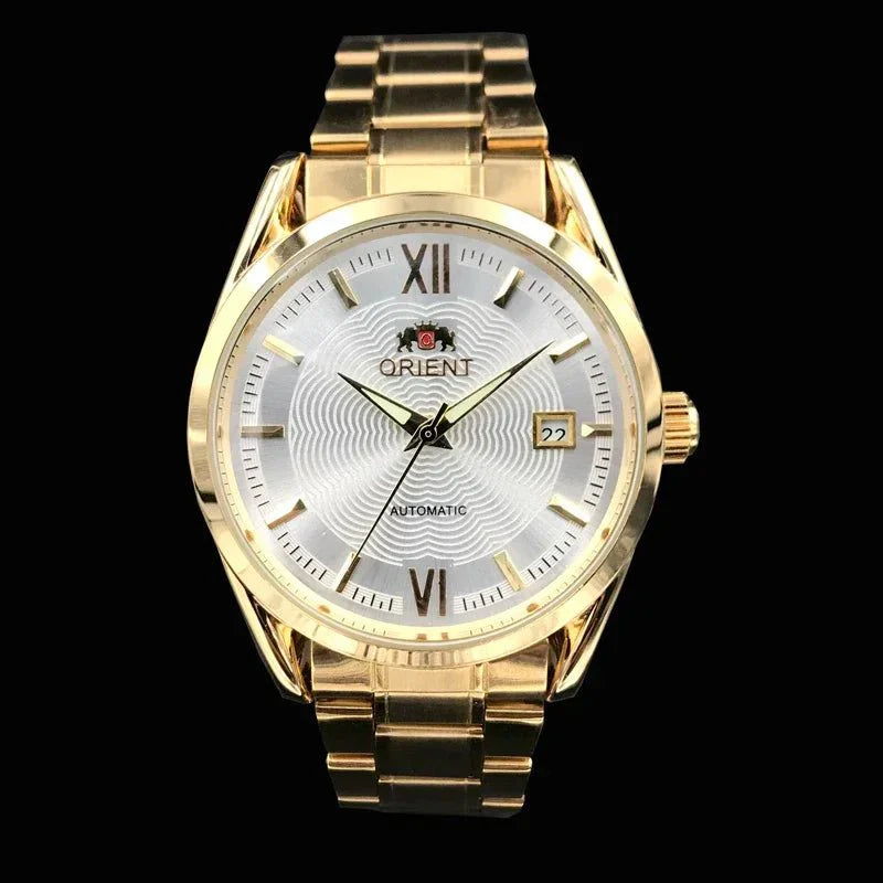 Orient Double Lion Classic Watch Series Orologio da uomo con cinturino in acciaio inossidabile Tourbillon meccanico automatico multifunzione di lusso