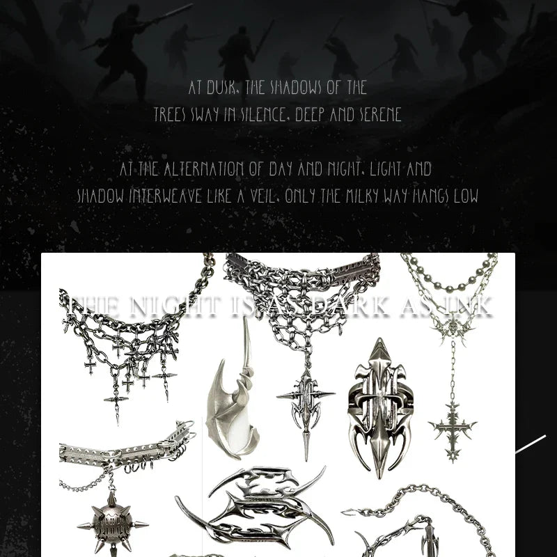 Set di Gioielli Punk Rock per Donne e Uomini, Collane e Anelli con Ciondolo a Croce Gotica, Collezione di Accessori Gioiello Audaci