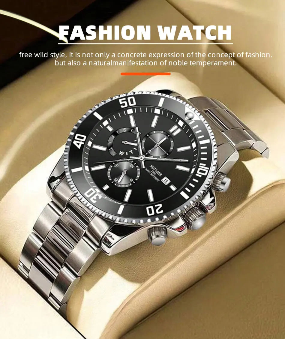 Orologi da lavoro da uomo di lusso Orologio da uomo al quarzo argento Orologio luminoso maschile