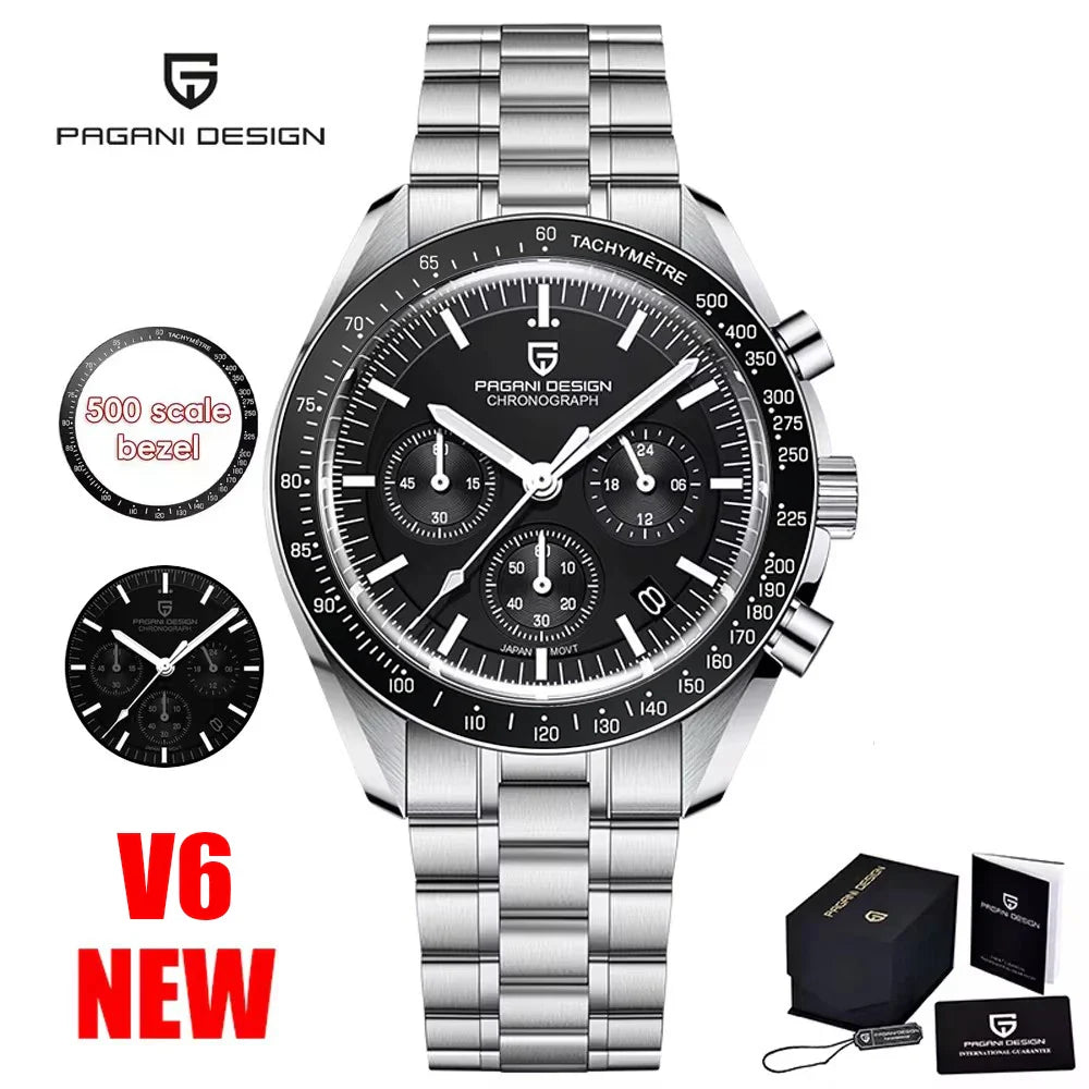 Nuovo Orologio da Uomo PAGANI DESIGN Golden Moon 2026, Orologio al Quarzo di Lusso, Cronografo Sportivo, Vetro Zaffiro AR, Impermeabile, Regalo