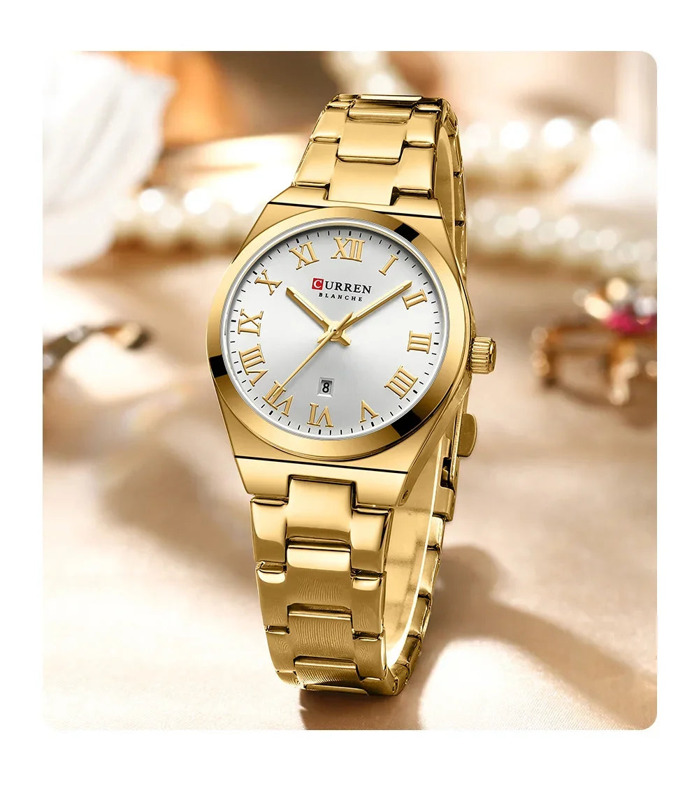 CURREN Orologio da donna, Orologi da donna, Orologi da donna, Abito alla moda impermeabile Bracciale in acciaio inossidabile Orologi analogici Data