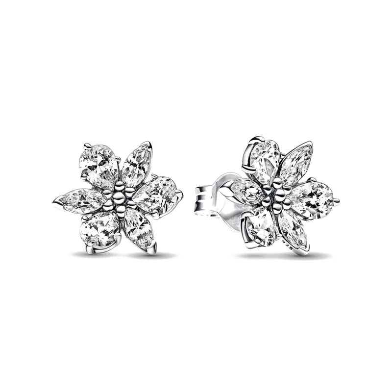 2025 Orecchini a cerchio in cristallo per le donne Orecchini gioielli Farfalla rosa Bule Moon Star Orecchini originali in argento sterling 925