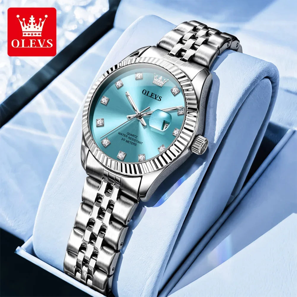 OLEVS Orologio da donna Nuovo orologio al quarzo 3705 Orologio da donna con data luminosa impermeabile in acciaio inossidabile Reloj