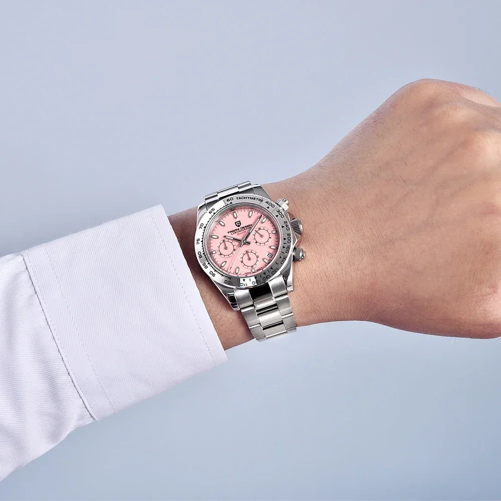 PAGANI DESIGN Nuovo orologio da polso al quarzo da uomo con lunetta in acciaio inossidabile, cronografo di lusso con vetro zaffiro VK63, orologio da uomo reloj hombre