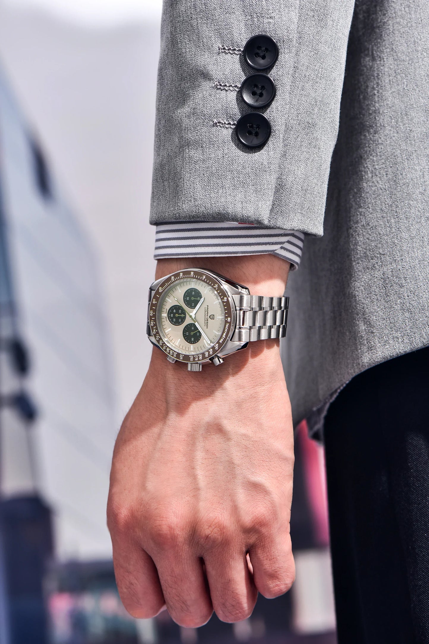 PAGANI DESIGN 500 Orologio da Uomo di Lusso con Cronografo Sportivo, Quadrante Tondo, Vetro Zaffiro AR, Movimento Giapponese, Acciaio 316L, Luminoso