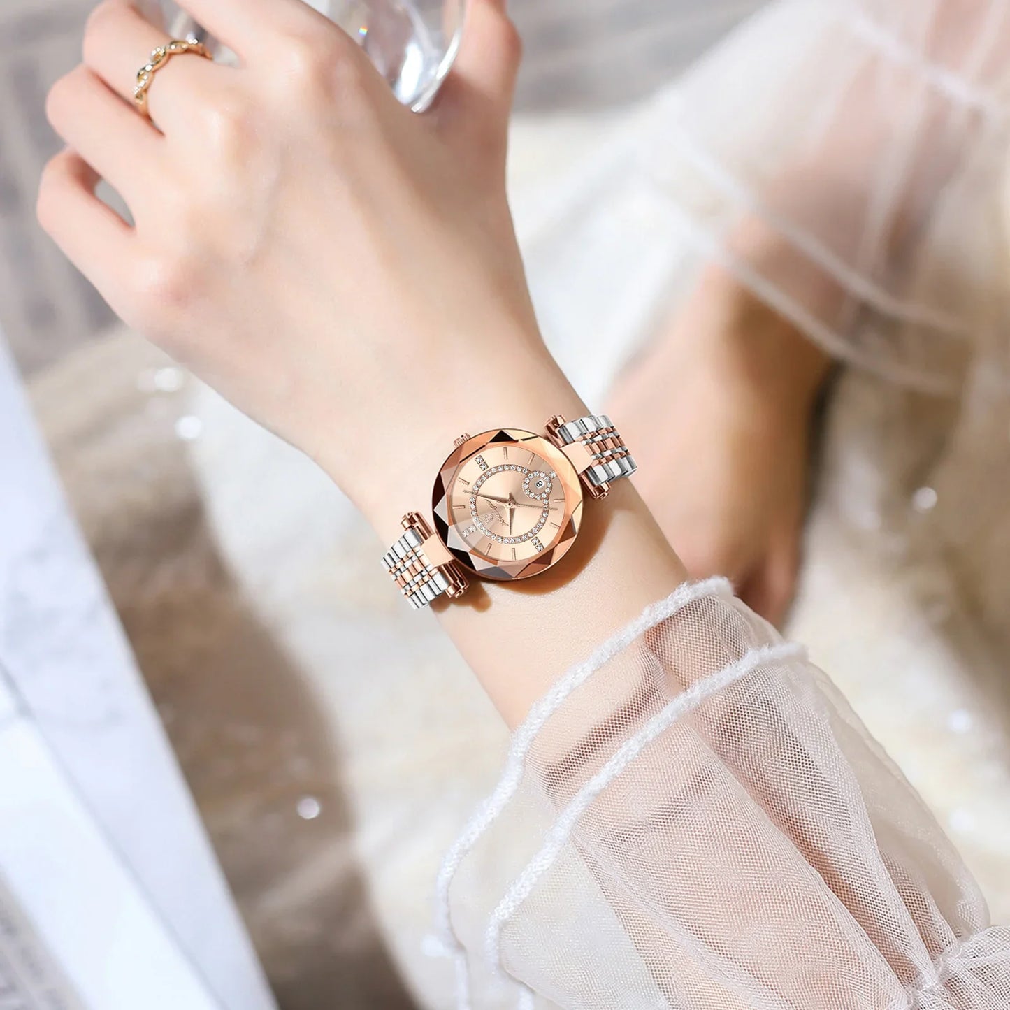 POEDAGAR Orologio da polso originale alla moda per donna Orologio da donna al quarzo con data in acciaio inossidabile impermeabile Orologi da donna casual di lusso