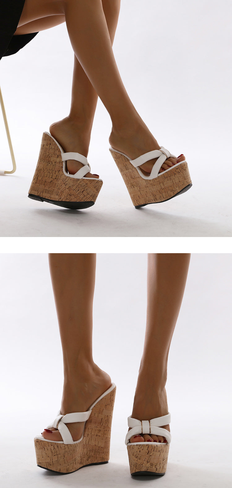 Aneikeh Wedges Heel Women Slippers Fashion Open Toe Platform Sandals Summer Super High Heels Female Party Shoes Size 35-42