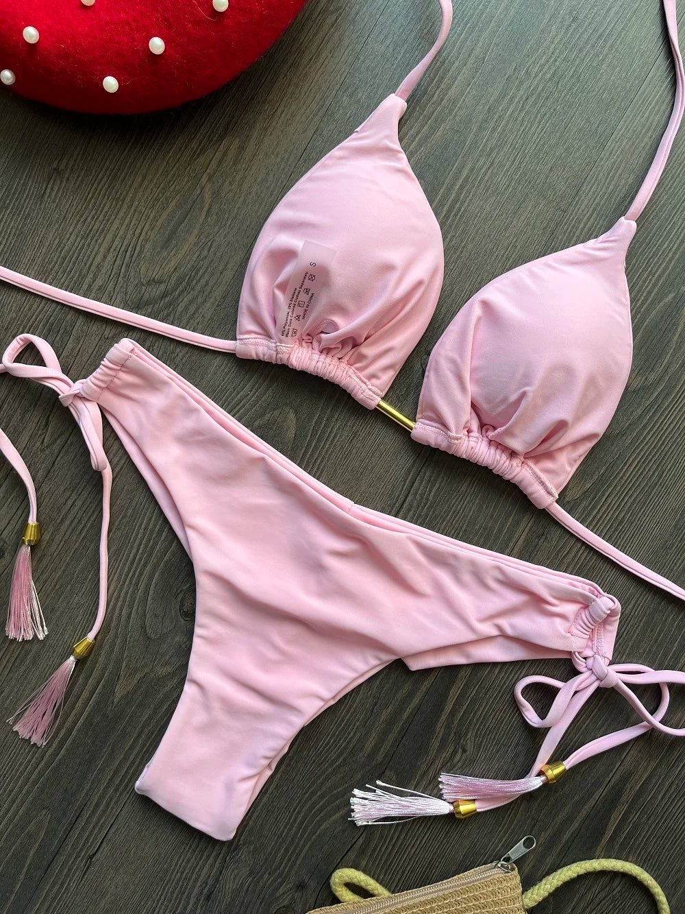 RUOTONGSEPT 2025 Nuovo Sexy Costume da Bagno Triangolare in 13 Colori per Donne, Bikini Brasiliano, Costume Push-Up, Set Bikini da Spiaggia