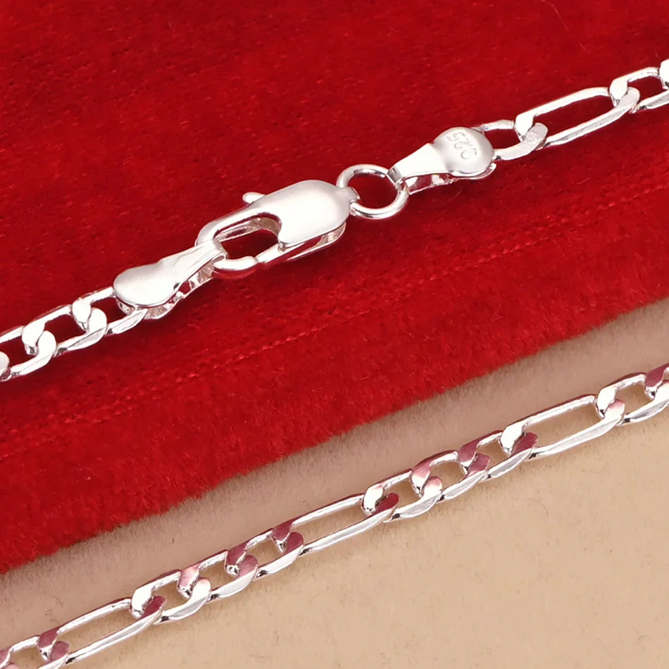 Nobile nuovo arriva 925 sterling silver 4MM catena per uomo donna braccialetto collana set di gioielli signora regali di Natale charms matrimonio
