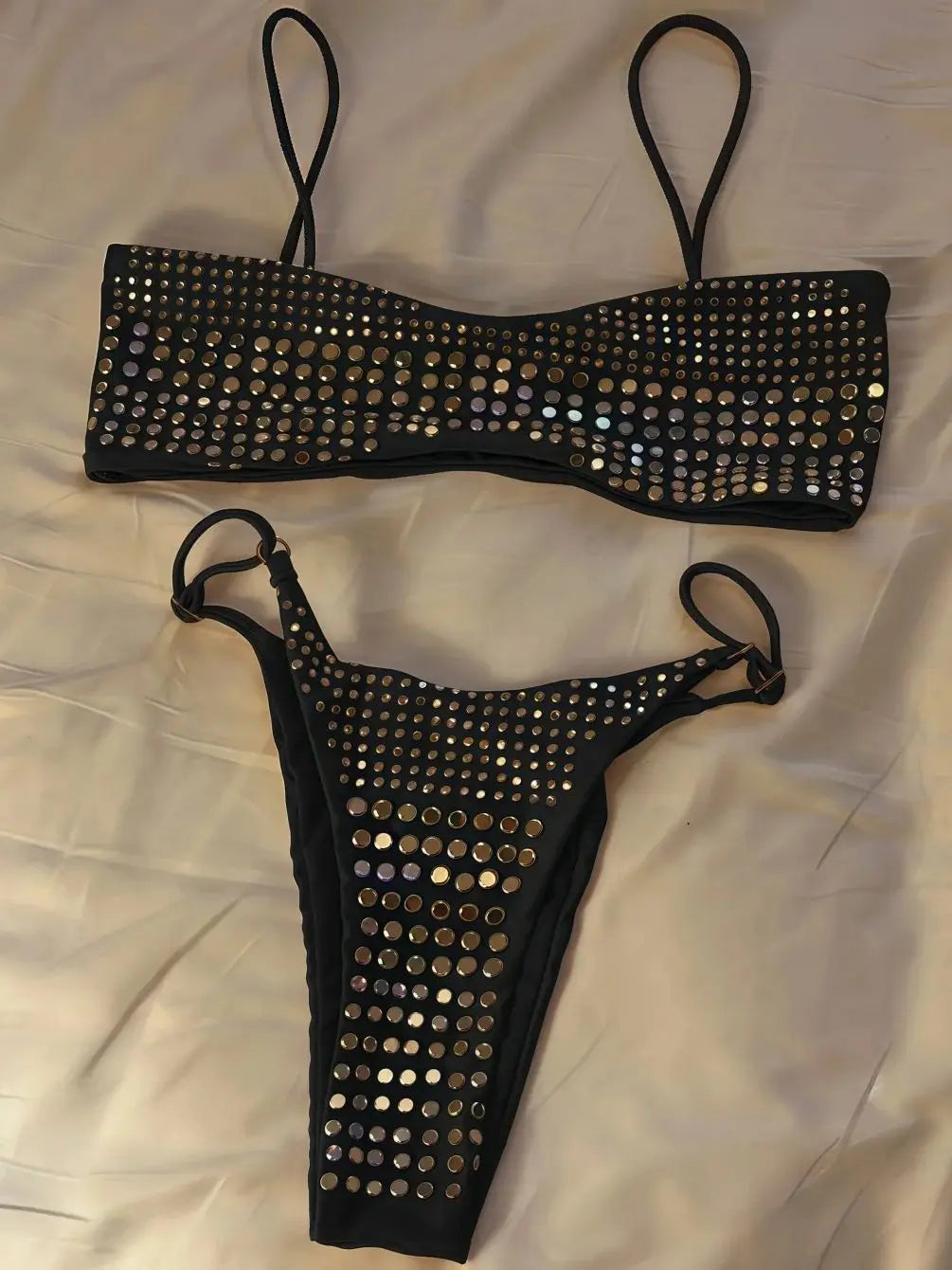 2025 Diamante Bikini Donne Sexy Costume Da Bagno A Fascia Biquini Push Up Costumi Da Bagno Femminile Lucido Costumi da Bagno Floreale Tuta Beachwear