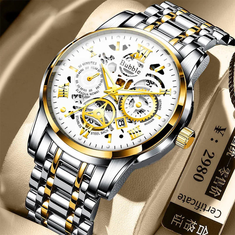 Orologio UTHAI da uomo Orologio da polso al quarzo versatile di lusso leggero e di fascia alta alla moda Orologio da uomo vuoto romano impermeabile
