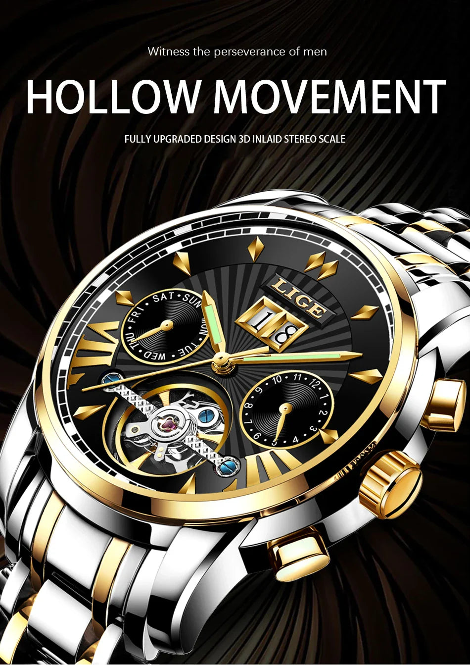Orologi da Polso Meccanici Automatici LIGE 2026 per Uomo, Marca di Lusso, Orologio da Uomo con Tourbillon, Moda Business, Impermeabile