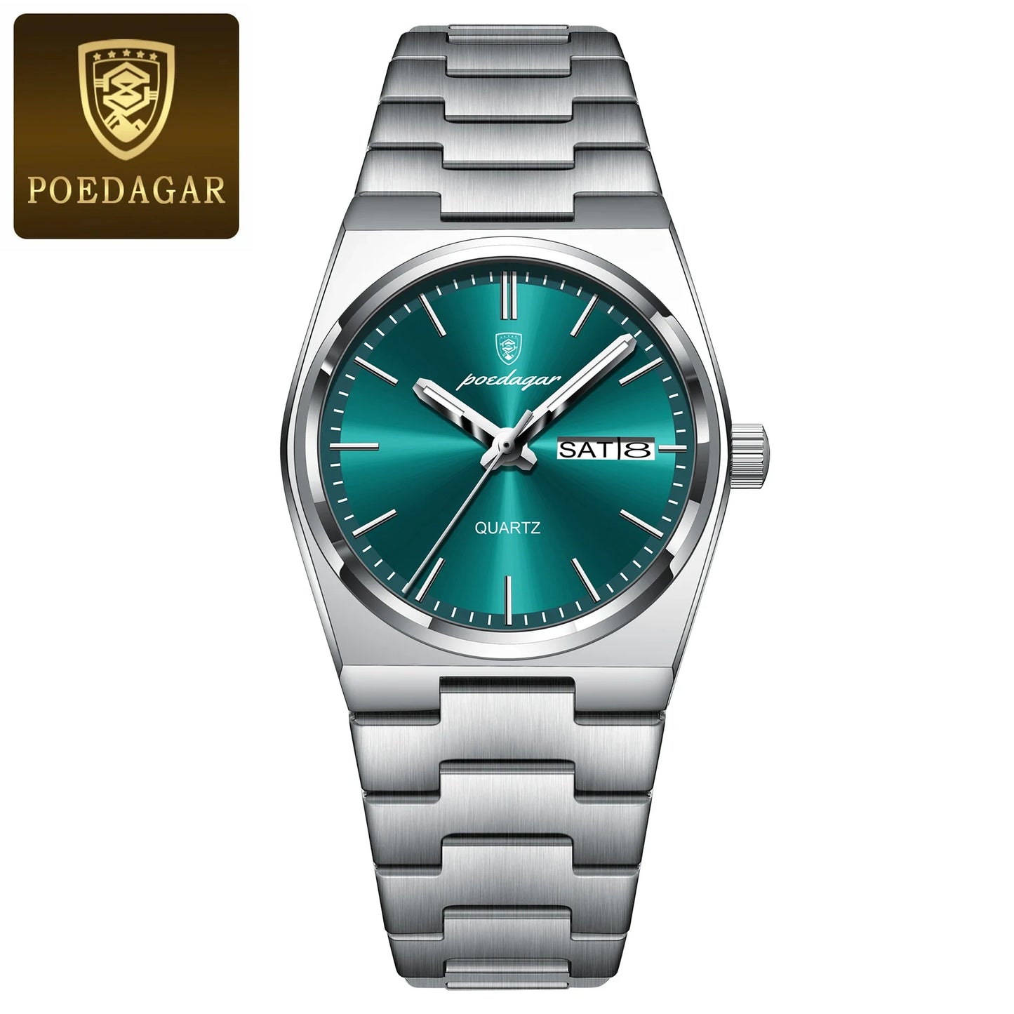 POEDAGAR Top squisito orologio da polso da donna impermeabile al quarzo luminoso orologio da donna casual data settimana orologi da donna in acciaio inossidabile