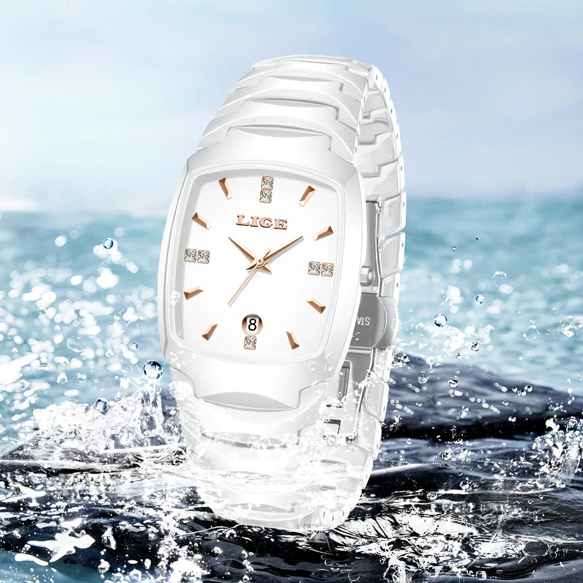 LIGE Orologio da Donna di Lusso alla Moda, Elegante e Semplice, in Acciaio Inossidabile, Casual, al Quarzo, con Calendario, Regalo Romantico per Signore, Novità