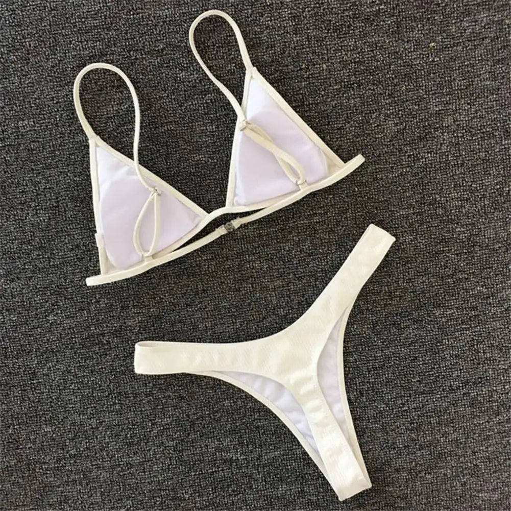 2 pezzi/set bikini da donna sexy set costumi da bagno da donna con cinturino per spaghetti senza fili ad asciugatura rapida