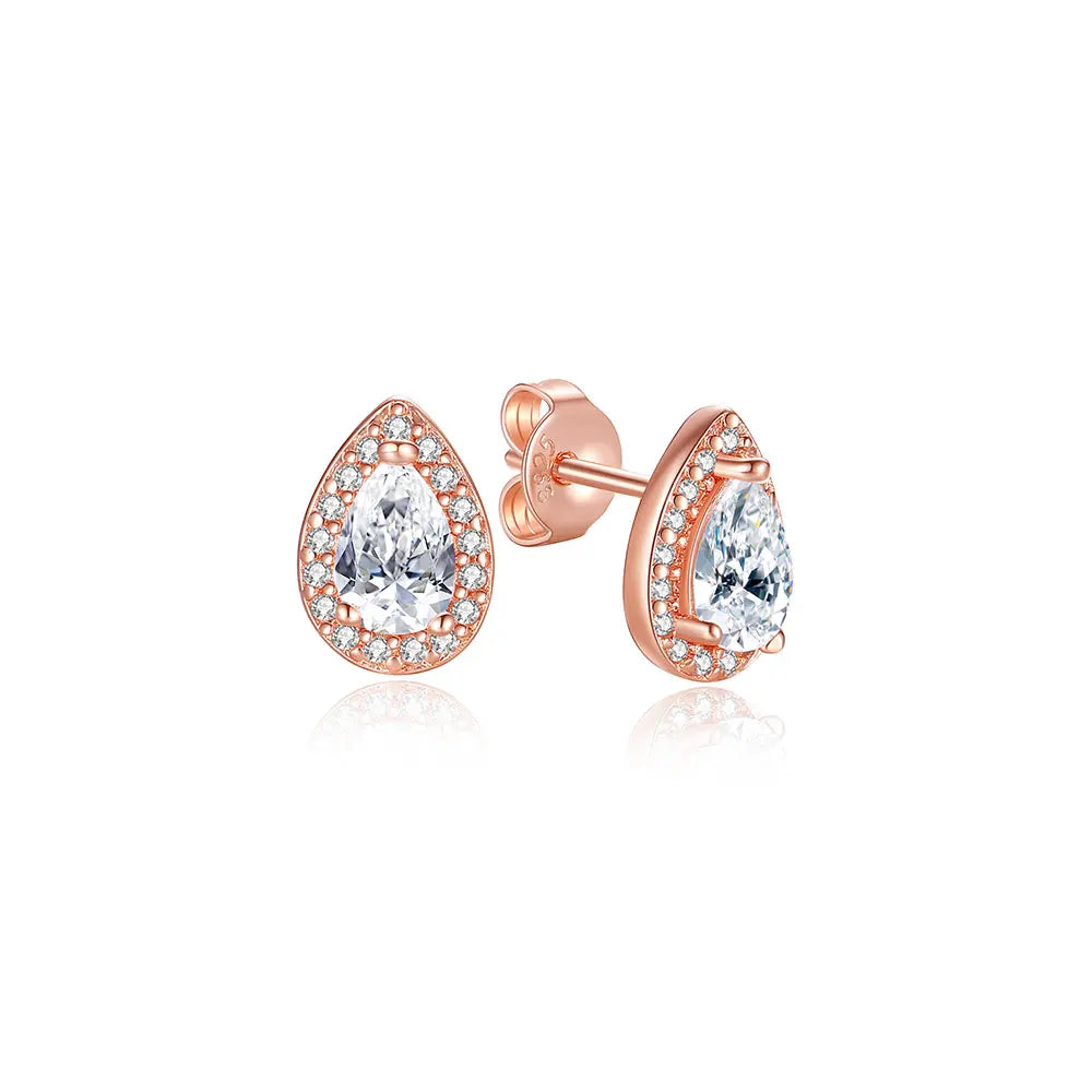 Orecchini Originali in Argento Sterling 925, Modello 2026, a Perno e a Cerchio con Cristalli, per Donna, in Oro Rosa, con Corona, Cuore, Infinito, Ape, Gioielli