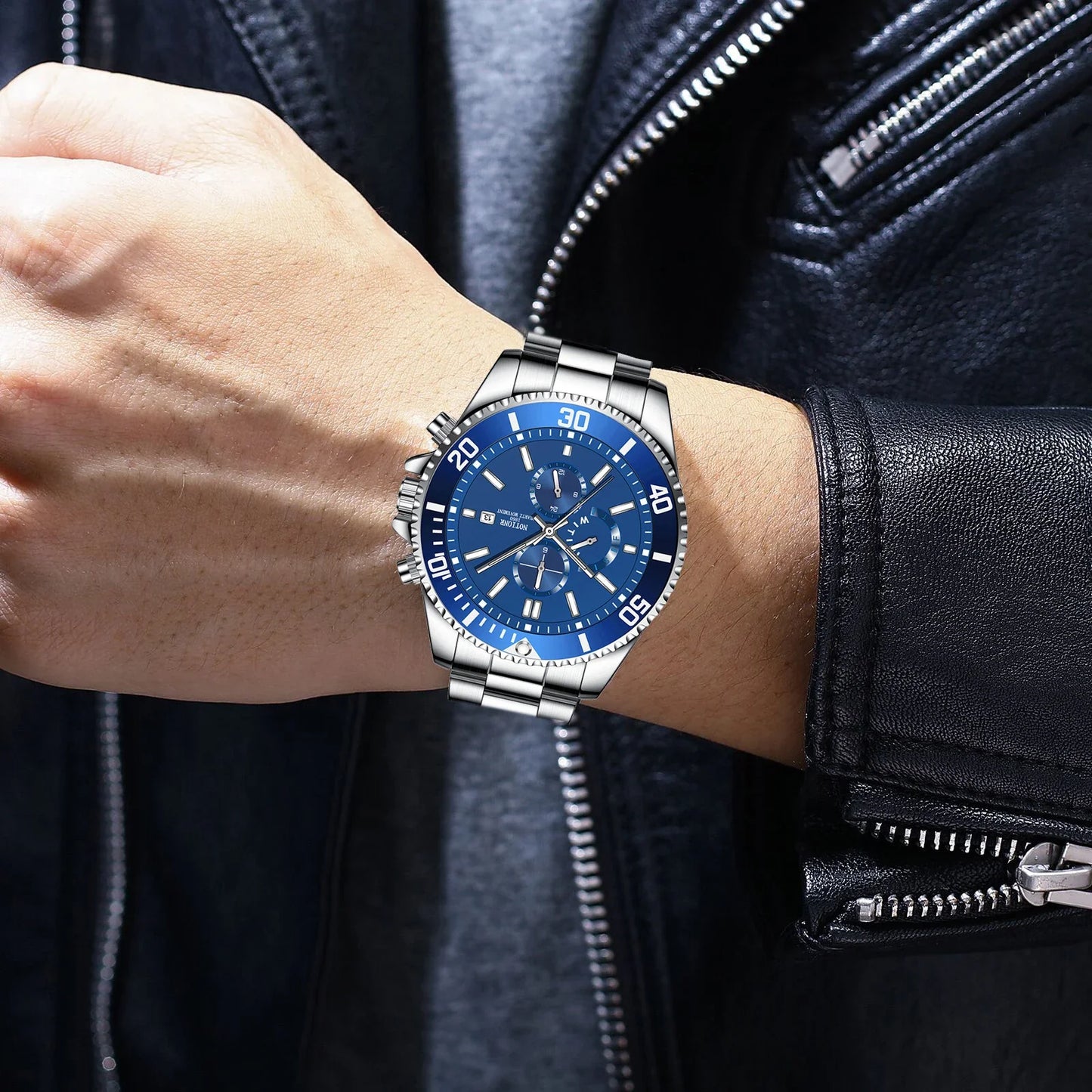 Orologi da lavoro da uomo di lusso Orologio da uomo al quarzo argento Orologio luminoso maschile