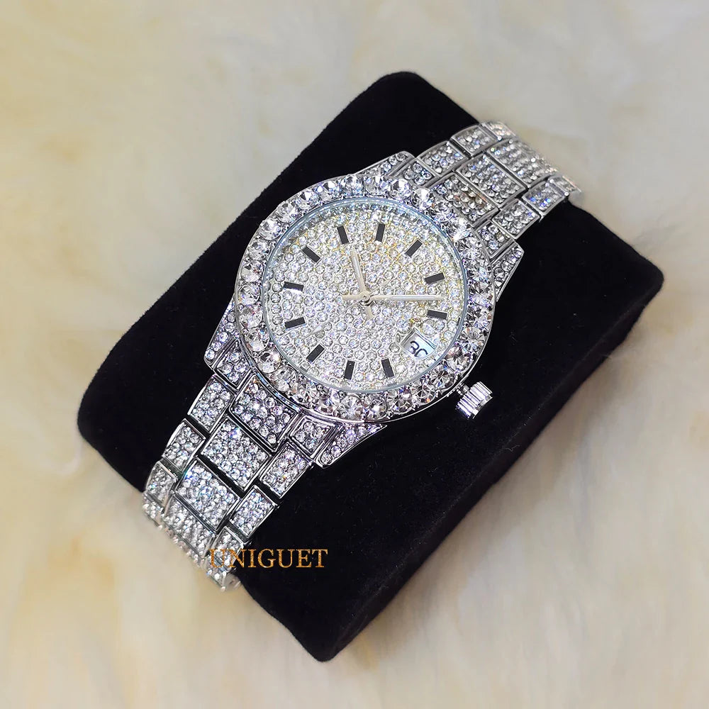 Orologio da Donna Elegante con Quadrante Piccolo Rosa, Orologio da Polso Mini con Diamanti Bling-Bling di Lusso per Abiti da Sera, Regalo per Lei