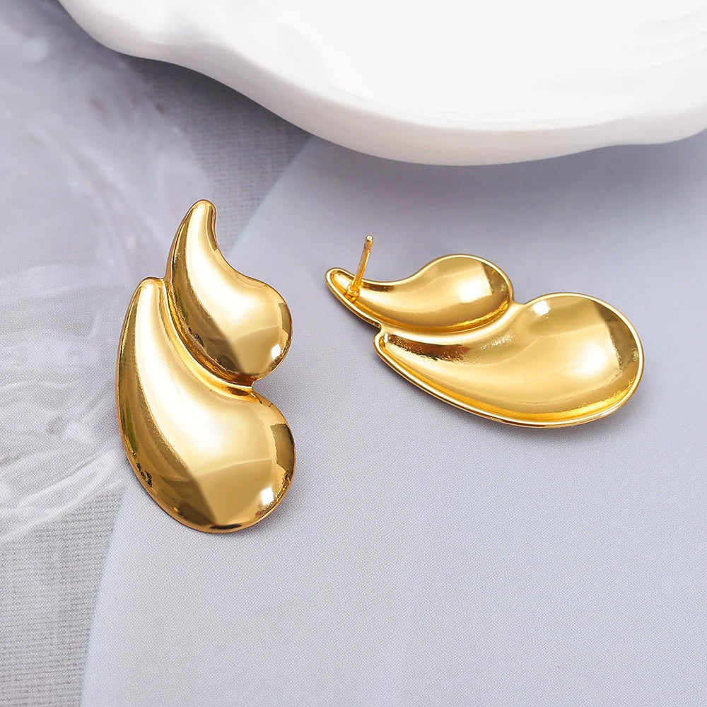 Orecchini Geometrici a Goccia d'Acqua in Acciaio Inossidabile per Donna, Eleganti Vintage Placcati Oro, Gioielli da Indossare Quotidianamente