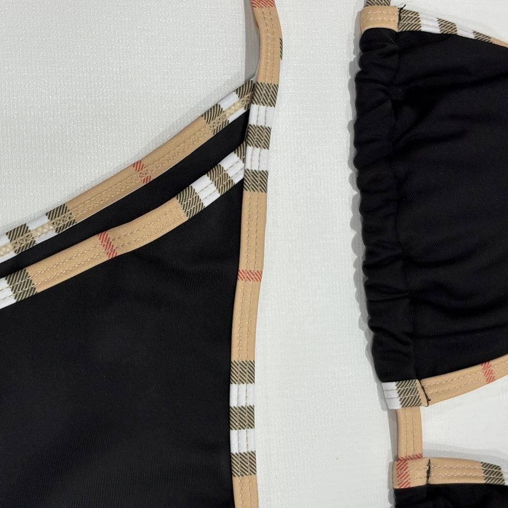 Set Bikini di Lusso a Righe con Halter per Donne, Costume da Bagno Sexy a Due Pezzi, Abbigliamento da Spiaggia alla Moda
