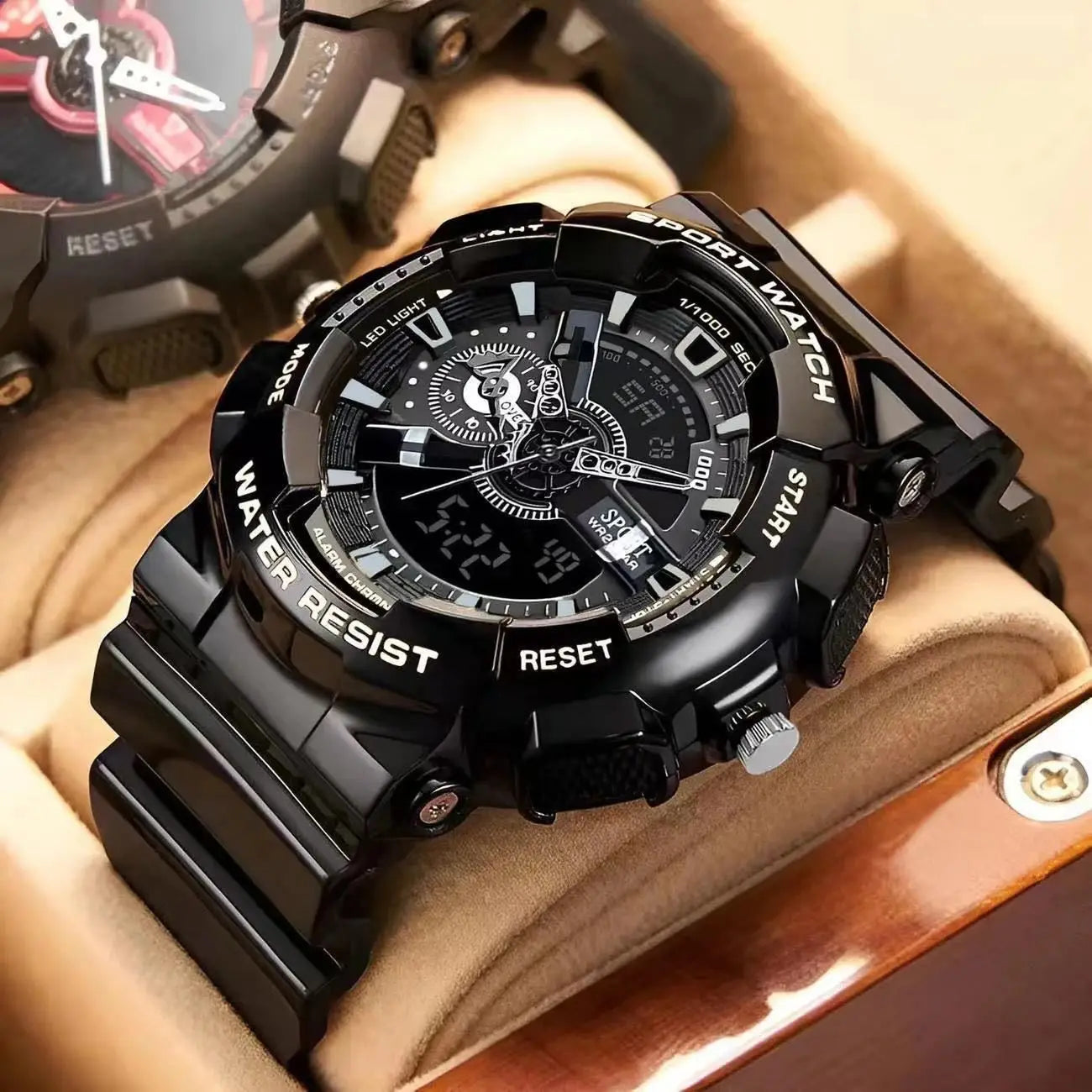 Orologi da uomo di tendenza alla moda, orologio elettronico sportivo multifunzione per giovani