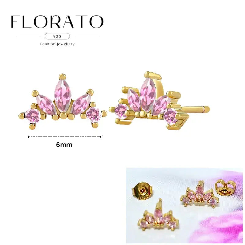 Lussuosa geometria 925 orecchio in argento sterling Ago rosa serie zircone orecchini a cerchio pendenti dolce moda regali di gioielli da sposa