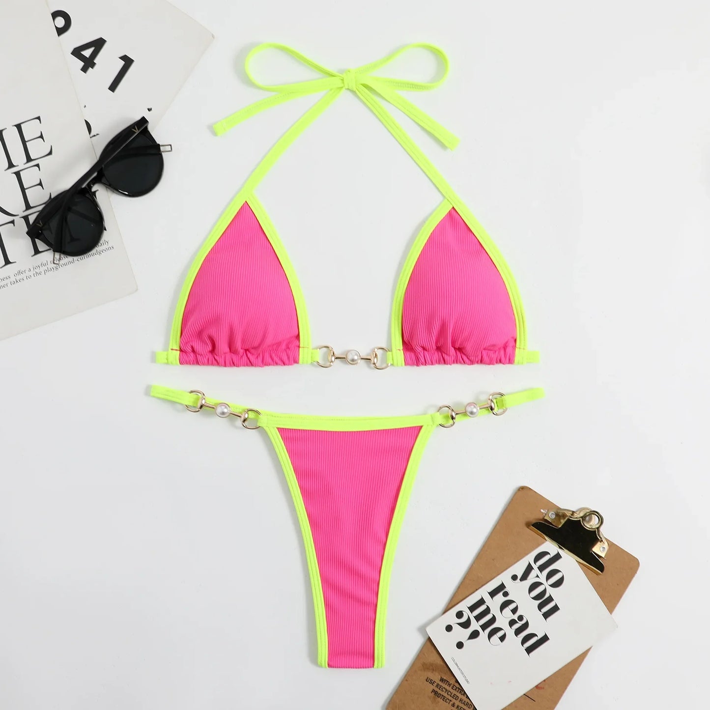 Set bikini sexy in due pezzi Set bikini con stampa casuale da donna Costume da bagno push-up Costume da bagno sandbeach