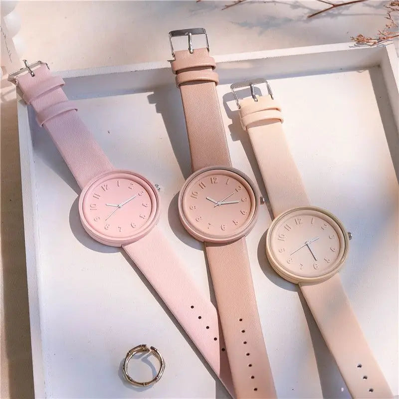 Simple Fashion Makaron Simple Women Watch Ins High Beauty Student uomo e donna Style Round Leisure Vintage orologio da polso al quarzo