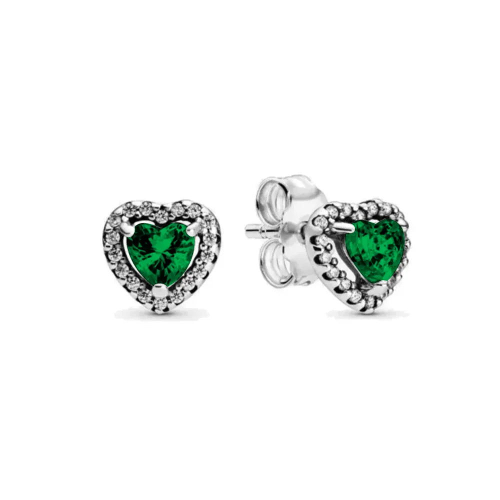 2025 Orecchini originali in pietra a forma di cuore bianco rosa, blu, rosso, verde, orecchino di perla con fiocco di neve, gioielli in argento s925 con fascino femminile