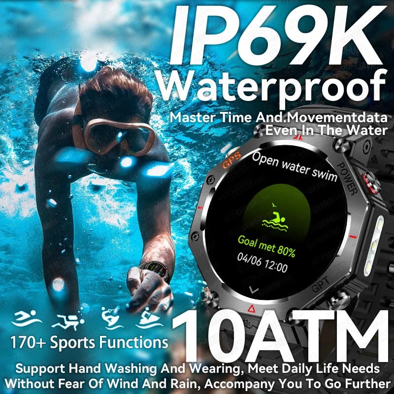 T-Rex 3 Grado Ultra Militare GPS Astuto Della Vigilanza 10ATM Bussola Impermeabile Altimetro Barometrico AMOLED Uomini HD Chiamata Sport Smartwatch