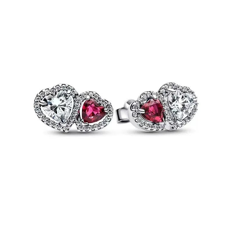 Orecchini in Argento Puro 925 con Zirconi a Forma di Cuore, Stella, Luna e Cerchio, Gioielli per Donne, Regalo per Compleanno, Festa della Mamma, Accessori