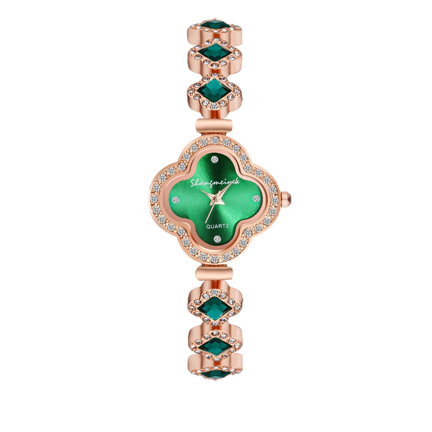 LByzHan Orologio da donna vintage con diamanti e piccolo polso verde senza scatola