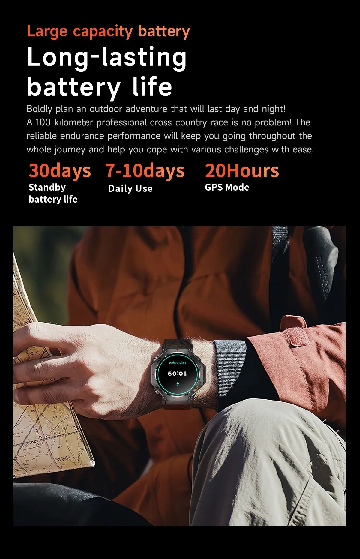 T-Rex 3 Grado Ultra Militare GPS Astuto Della Vigilanza 10ATM Bussola Impermeabile Altimetro Barometrico AMOLED Uomini HD Chiamata Sport Smartwatch