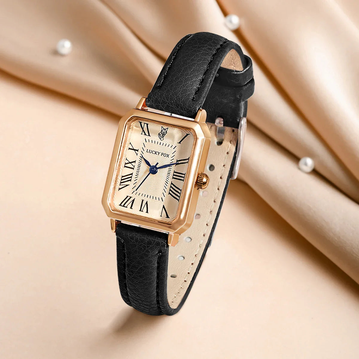 LUCKY FOX 2 pezzi confezione regalo di lusso leggera set braccialetto orologio orologio al quarzo quadrato da donna semplice e alla moda regalo del festival Reloj