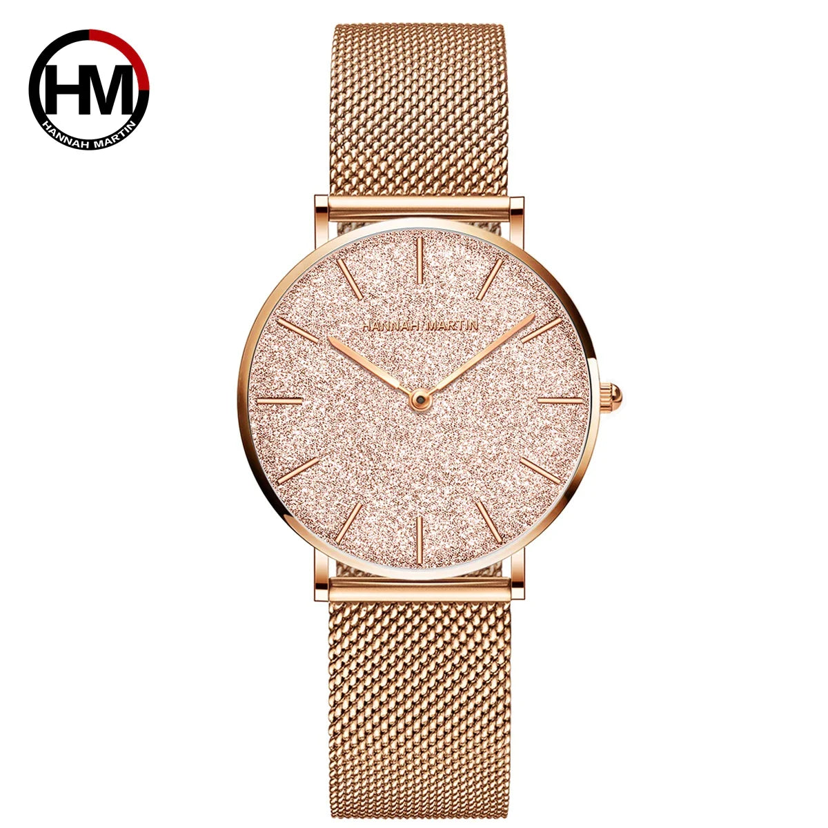 HANNAH MARTIN Movimento al quarzo giapponese in acciaio inossidabile di qualità del marchio Orologio Dropshipping da donna impermeabile da 36 mm in oro rosa completo