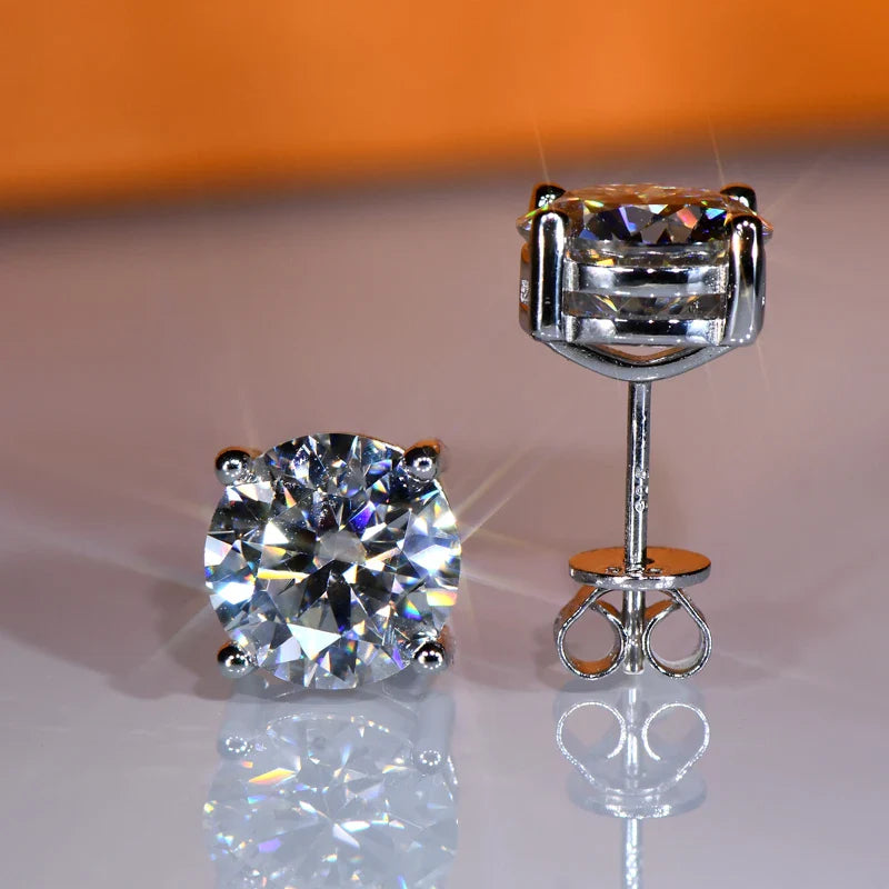 IOGOU 3mm/4mm/5mm/6.5mm/8mm/9mm/10mm/11mm Certificato D VVS1 Moissanite Orecchini con perno 925 Orecchini in argento per le donne Uomini Gioielli