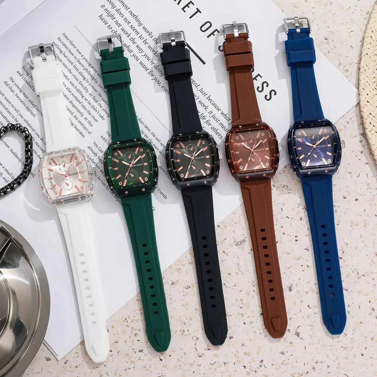 Orologi da donna alla moda Orologi da polso al quarzo da donna con cinturino in silicone casual per ragazze Orologio Reloj Mujer (senza scatola)