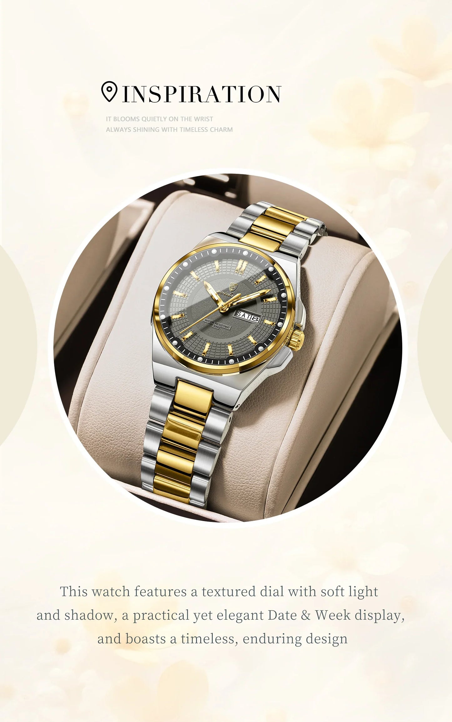 Orologio da Donna POEDAGAR Elegante con Data e Giorno della Settimana, Movimento al Quarzo, Acciaio Inossidabile, Luminoso e Impermeabile