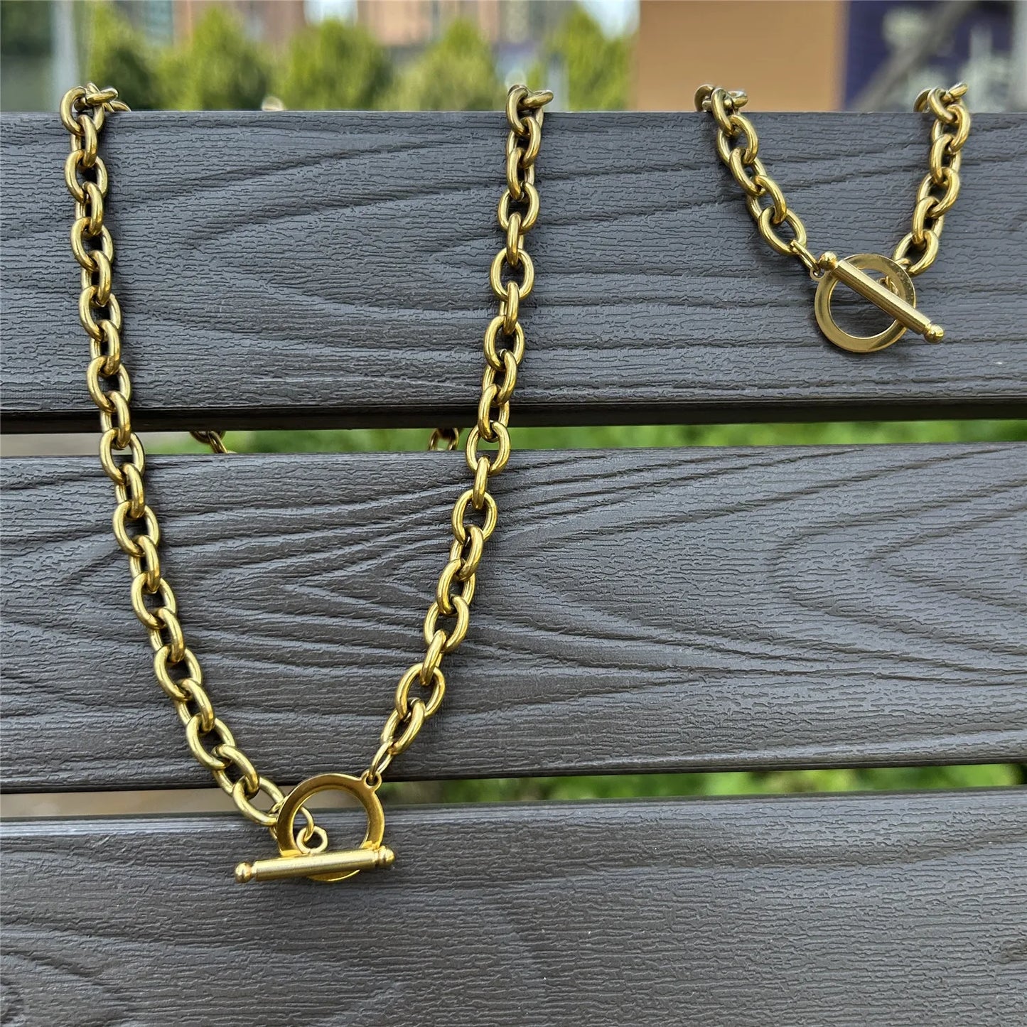 Set di gioielli con ginocchiera in acciaio inossidabile di nuovo stile per uomo e donna, set di bracciali e collane con catena a maglie