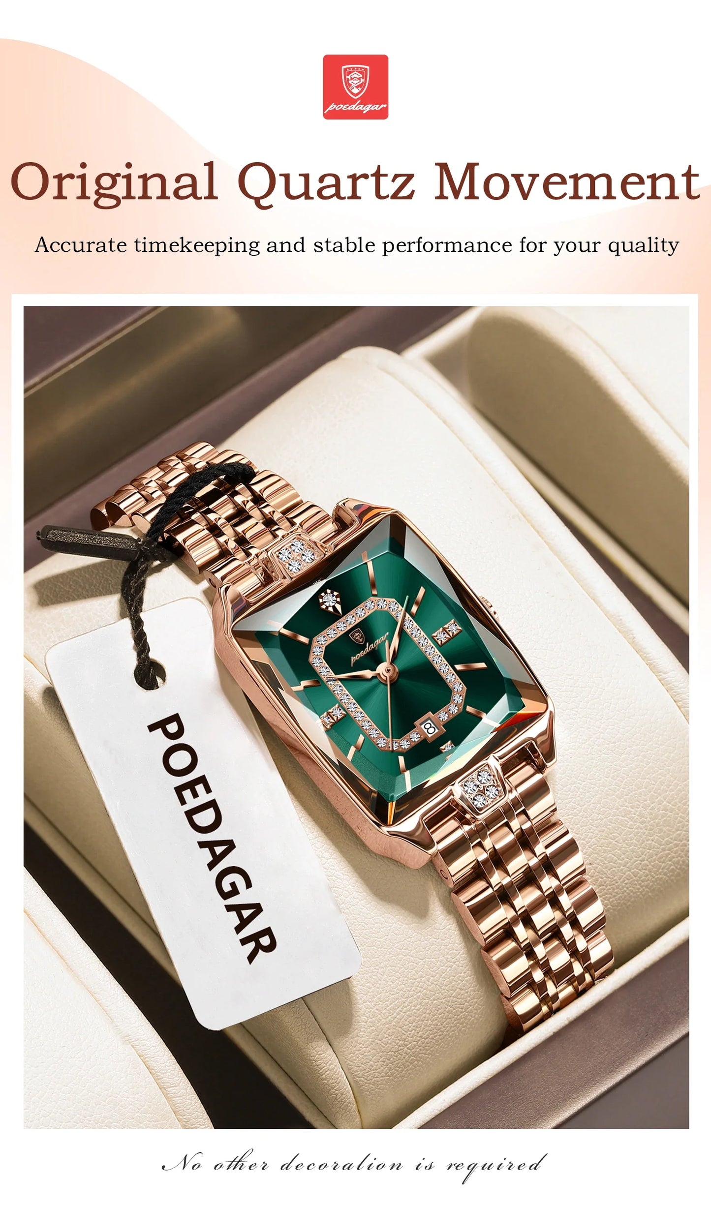 POEDAGAR Orologio da donna di lusso Impermeabile Data Orologio da polso da donna casual di alta qualità Orologio da donna elegante al quarzo in acciaio inossidabile