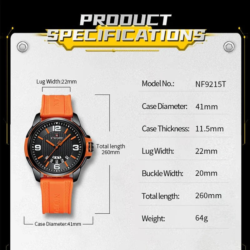 NAVIFORCE Creativo cinturino in TPU orologio da polso maschile moda sportiva 3ATM quarzo impermeabile giorno e data display orologi da uomo Reloj Hombre