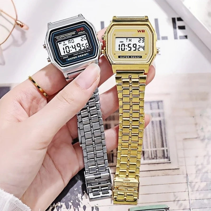 Orologio digitale multifunzione LED da donna retrò unisex F91W Orologio sportivo da polso elettronico da donna in acciaio inossidabile