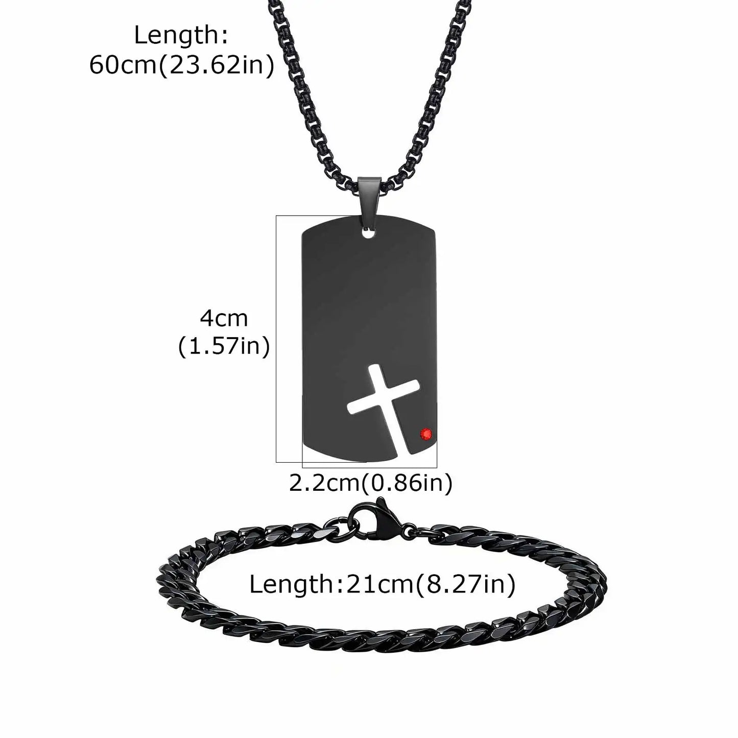 Vnox Set di 2 Pezzi Collana con Ciondolo e Bracciale da Uomo, Set di Gioielli in Acciaio Inossidabile Colore Nero Oro Argento, Regali di Gioielleria alla Moda