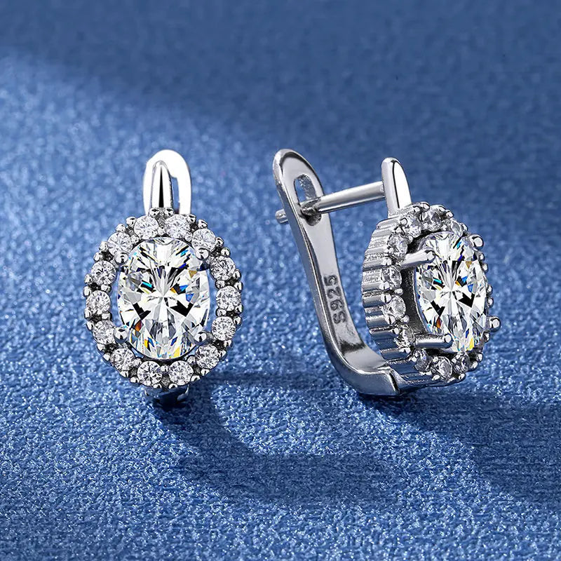 Orecchini in argento sterling 925 gioielli di alta qualità retrò modello semplice orecchini con zirconi bianchi viola vendita calda