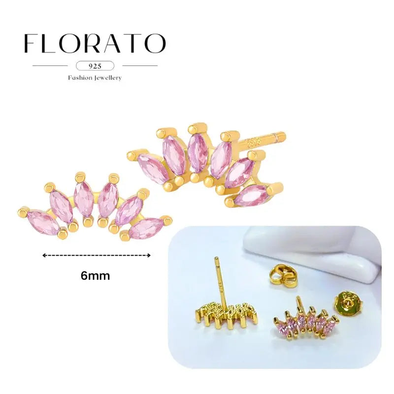 Lussuosa geometria 925 orecchio in argento sterling Ago rosa serie zircone orecchini a cerchio pendenti dolce moda regali di gioielli da sposa