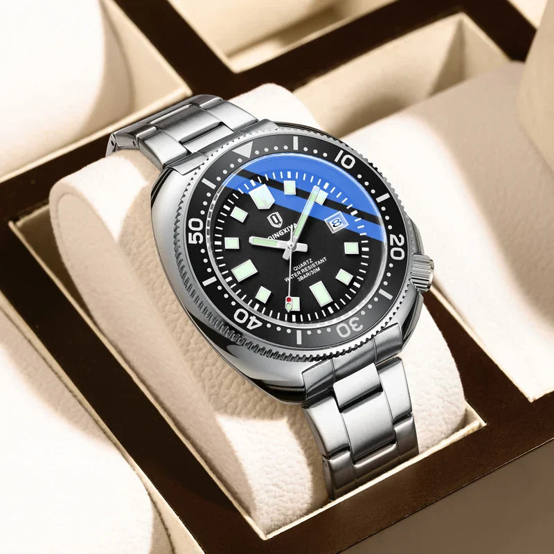 QINGXIYA Orologi al quarzo da uomo di lusso delle migliori marche Cinturino in acciaio inossidabile di alta qualità Orologio sportivo di moda con data luminosa impermeabile