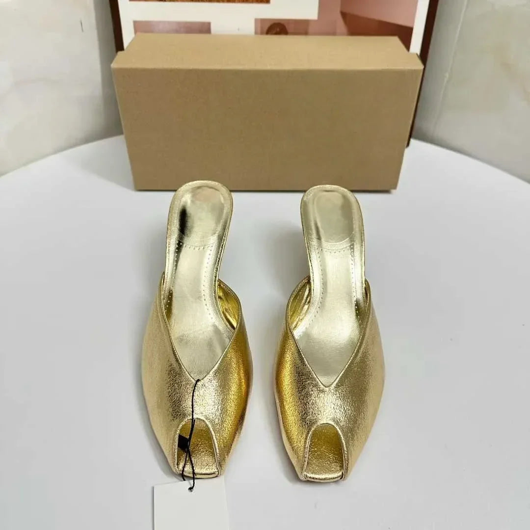 Sexy Gold High Heel Sandals for Woman Open Toe Slingback Stiletto Heels Party Shoes Wedding Evening Dress Sandals Ankle Strap