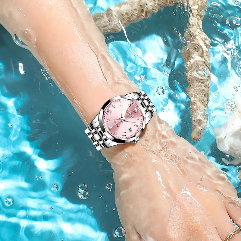 LIGE Elegante Orologio da Polso da Donna Ultrasottile in Stile Nordico Semplice con Movimento al Quarzo, Bracciale in Acciaio Inossidabile alla Moda