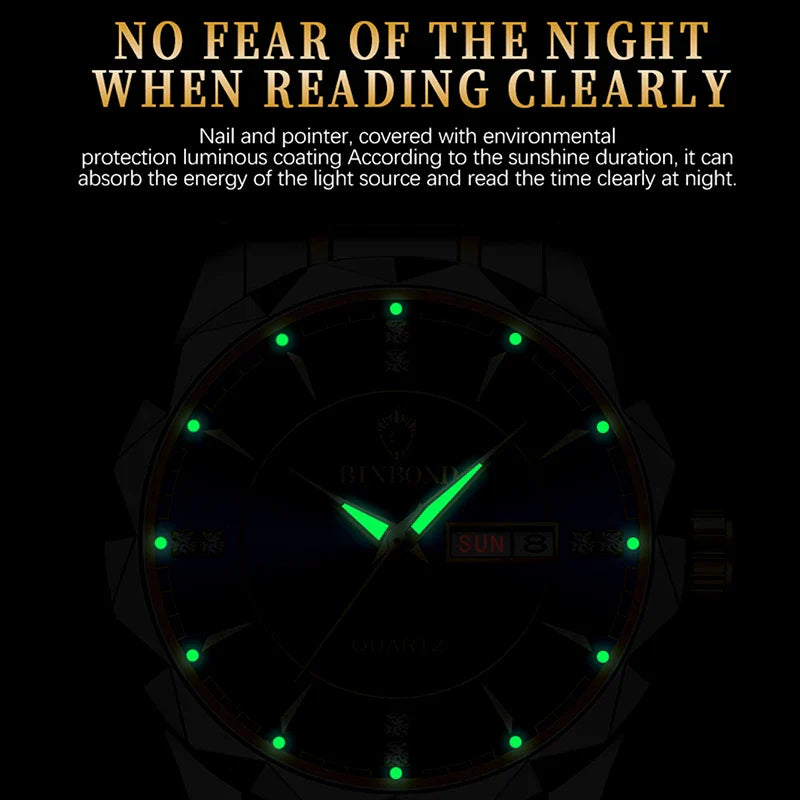 BINBONG Orologi da donna Orologio al quarzo da donna di moda di lusso Orologio da polso in acciaio inossidabile con data luminosa impermeabile Regalo per gli amanti della fidanzata