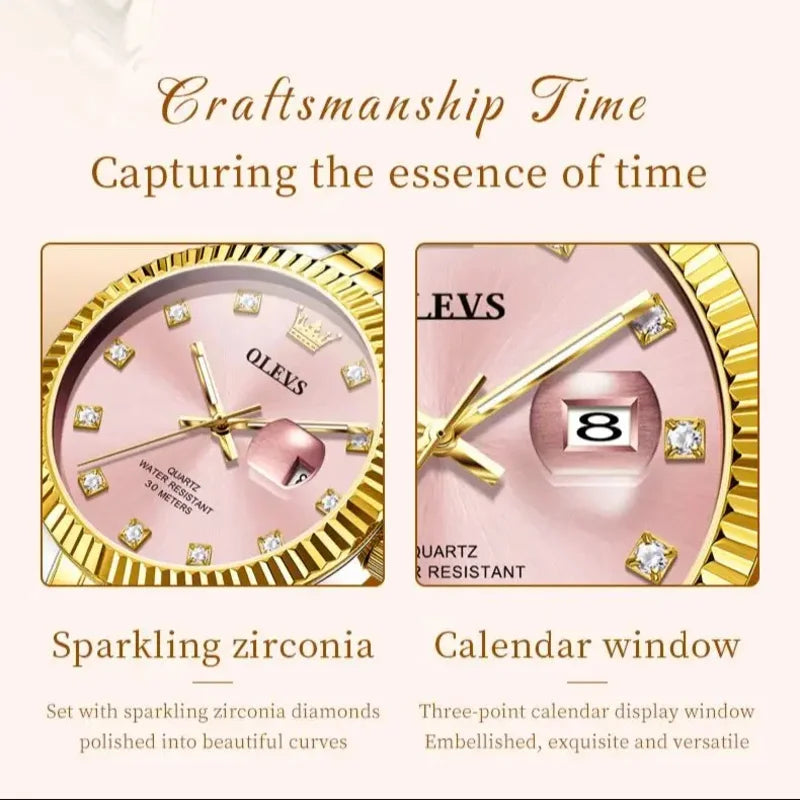 OLEVS Orologio da donna Nuovo orologio al quarzo 3705 Orologio da donna con data luminosa impermeabile in acciaio inossidabile Reloj